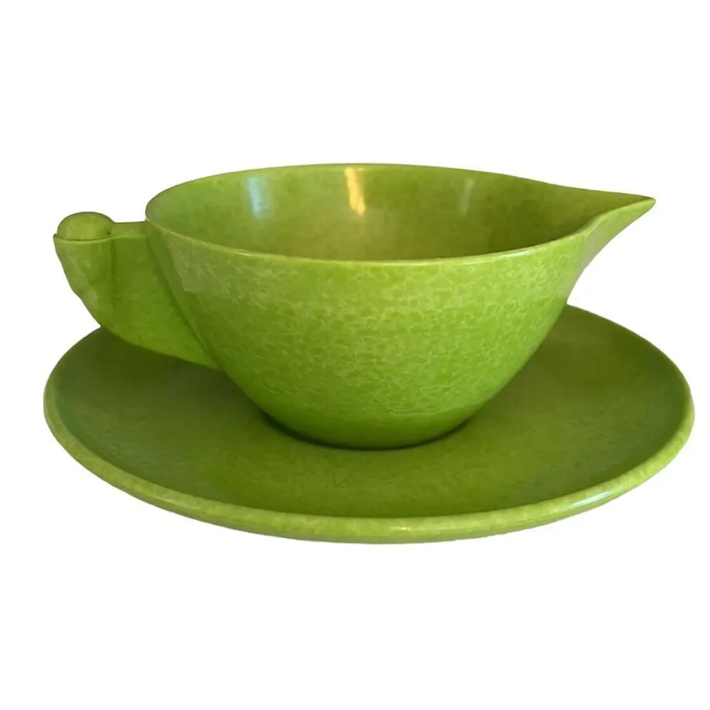 Melmac Color Flyte by Branchell Cup Saucer Bowl Small Plate Green Vintage